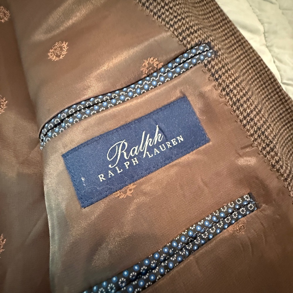 Ralph Lauren Mens Brown Houndstooth Wool Blend Executive Fit Blazer Jacket 54R